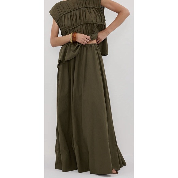 DISSH Dresses & Skirts - Dissh Women's Flynn Olive Green Linen Blend Maxi Skirt Elastic Tie Waist Size 4